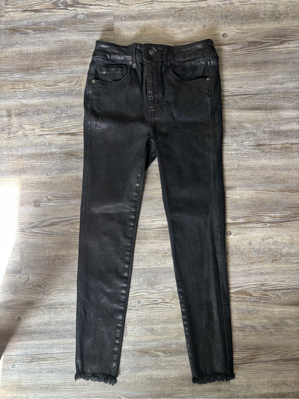 We the Free People Black Coated Skinny Jeans